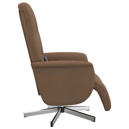 Massagefåtölj med fotstöd brun tyg