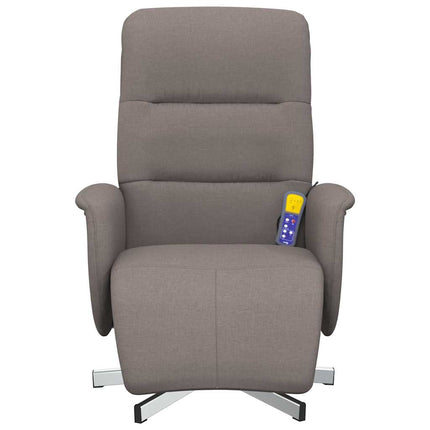 Massagefåtölj med fotstöd taupe tyg