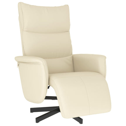 Reclinerfåtölj med fotstöd gräddvit konstläder