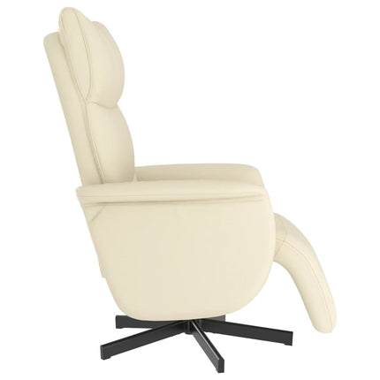 Reclinerfåtölj med fotstöd gräddvit konstläder