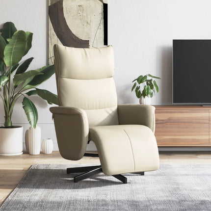 Reclinerfåtölj med fotstöd gräddvit konstläder
