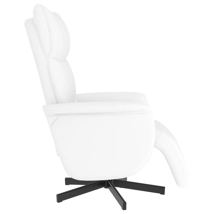 Reclinerfåtölj med fotstöd vit konstläder
