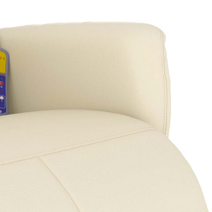 Massagefåtölj med fotpall gräddvit konstläder