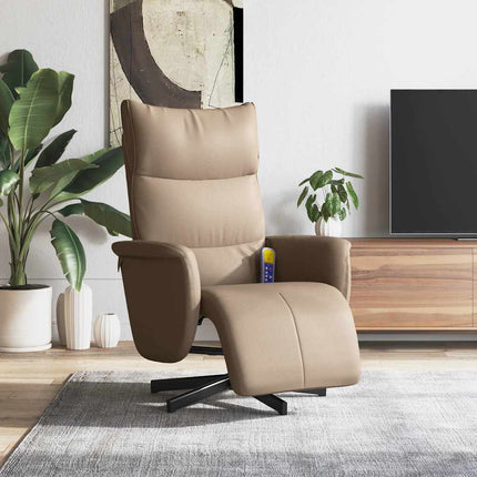 Massagefåtölj med fotstöd cappuccino konstläder