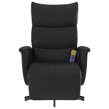 Massagefåtölj med fotstöd svart konstläder