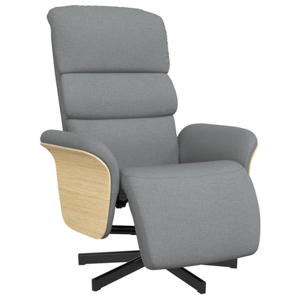 Reclinerfåtölj med fotstöd ljusgrå tyg