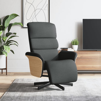 Reclinerfåtölj med fotstöd mörkgrå tyg