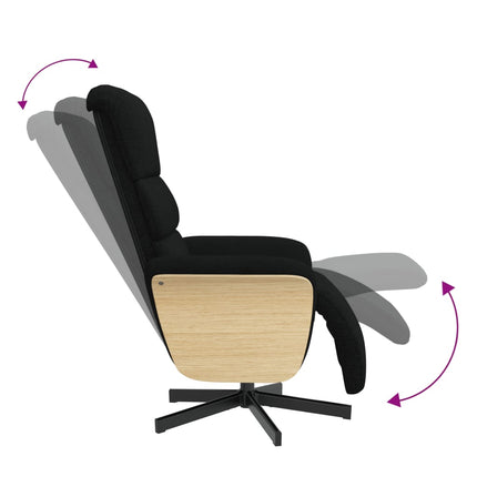 Reclinerfåtölj med fotstöd svart tyg