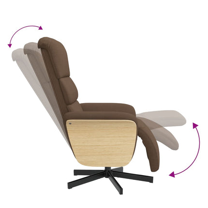 Reclinerfåtölj med fotstöd brun tyg