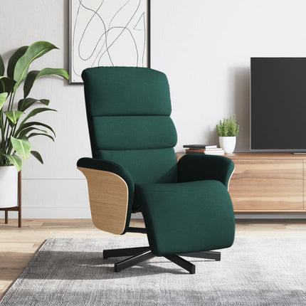 Reclinerfåtölj med fotstöd mörkgrön tyg