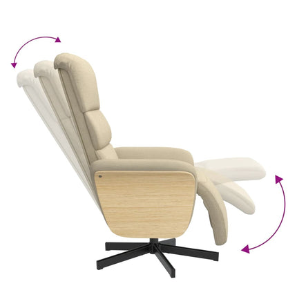 Reclinerfåtölj med fotpall gräddvit tyg