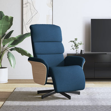 Reclinerfåtölj med fotstöd blå tyg