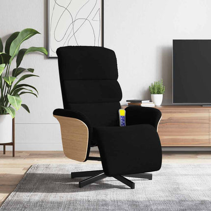 Massagefåtölj med fotstöd svart tyg