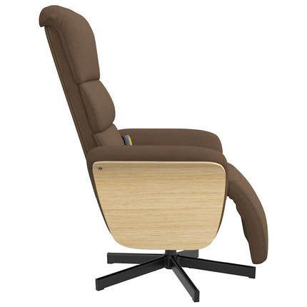 Massagefåtölj med fotstöd brun tyg