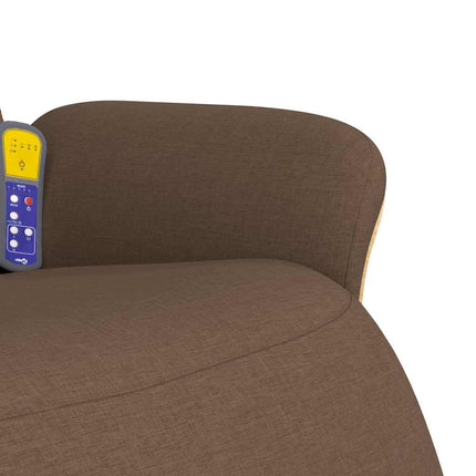 Massagefåtölj med fotstöd brun tyg