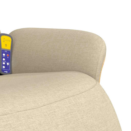 Massagefåtölj med fotstöd gräddvit tyg
