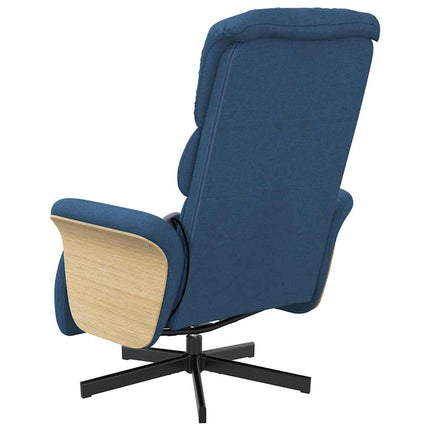 Massagefåtölj med fotstöd blå tyg