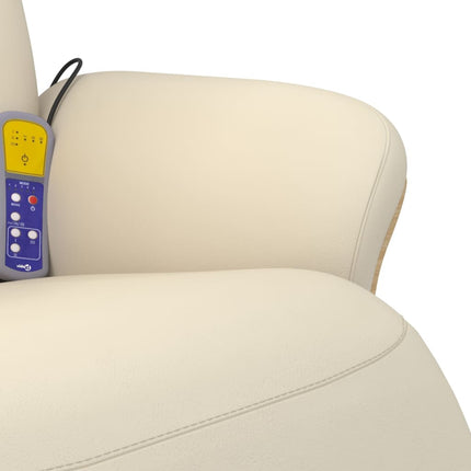 Massagefåtölj med fotpall gräddvit konstläder