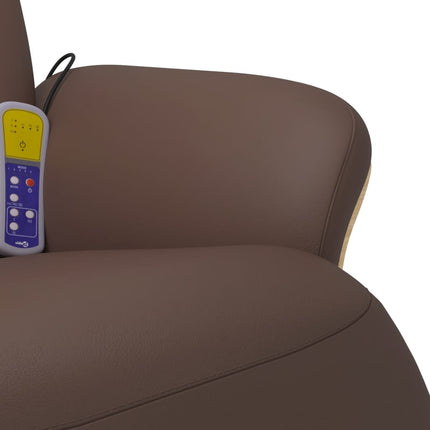 Reclinerfåtölj med fotstöd brun konstläder