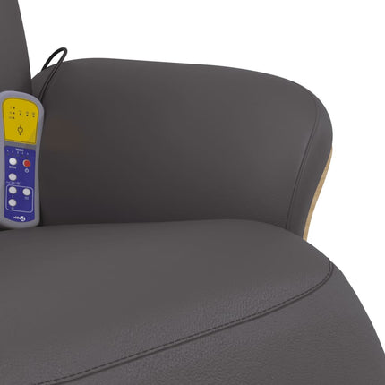 Massagefåtölj med fotstöd grå konstläder