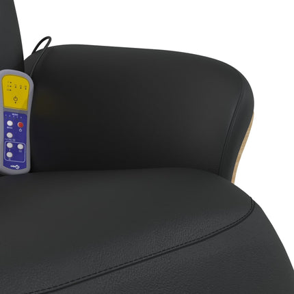 Massagefåtölj med fotstöd svart konstläder