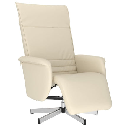 Reclinerfåtölj med fotstöd gräddvit konstläder
