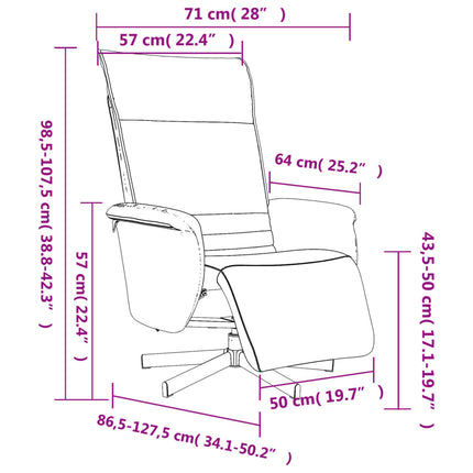 Reclinerfåtölj med fotstöd gräddvit konstläder