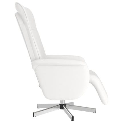 Reclinerfåtölj med fotstöd vit konstläder