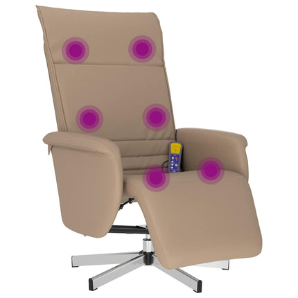 Massagefåtölj med fotstöd cappuccino konstläder