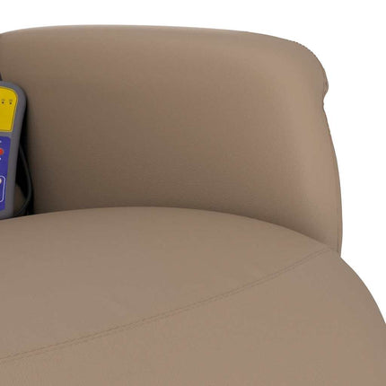 Massagefåtölj med fotstöd cappuccino konstläder