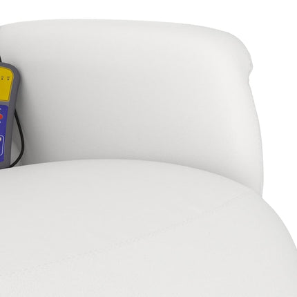Massagefåtölj med fotstöd vit konstläder