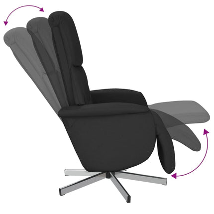 Reclinerfåtölj med fotstöd svart tyg
