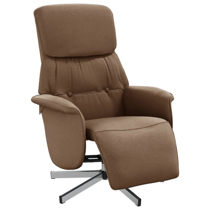 Reclinerfåtölj med fotstöd brun tyg