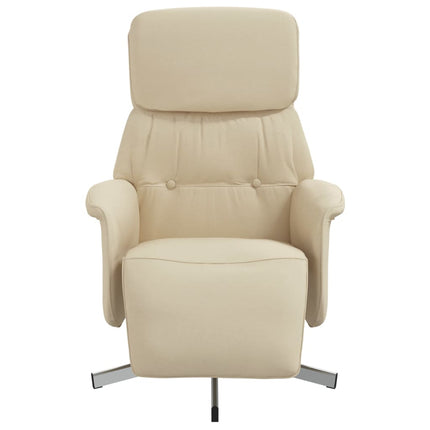 Reclinerfåtölj med fotpall gräddvit tyg