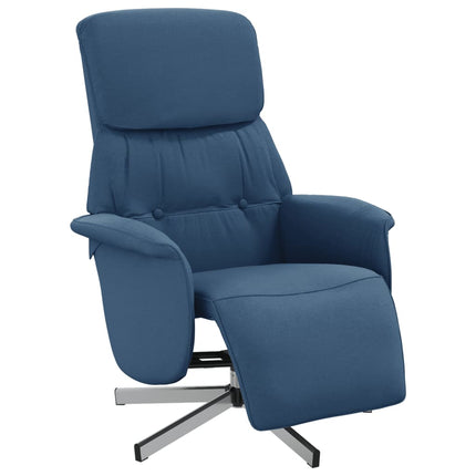 Reclinerfåtölj med fotstöd blå tyg