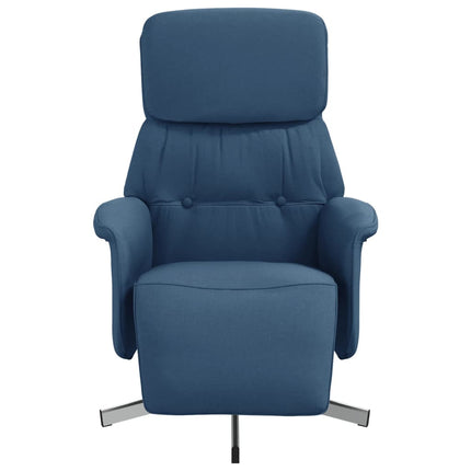 Reclinerfåtölj med fotstöd blå tyg