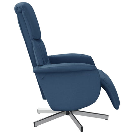 Reclinerfåtölj med fotstöd blå tyg