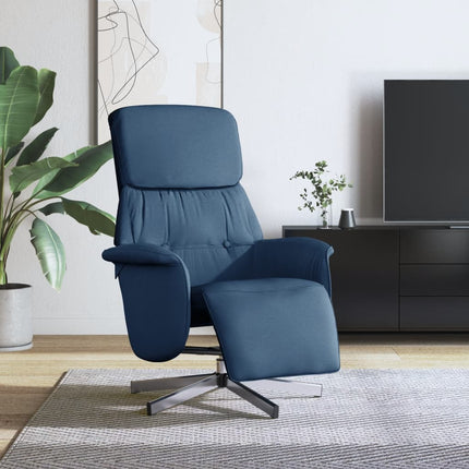 Reclinerfåtölj med fotstöd blå tyg