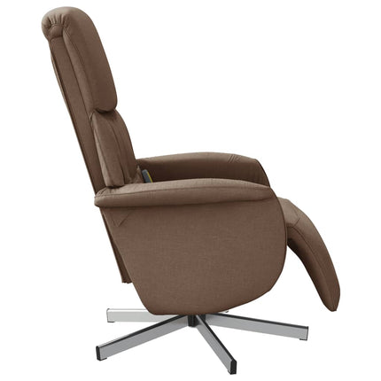 Massagefåtölj med fotstöd brun tyg