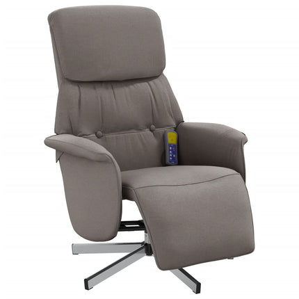 Massagefåtölj med fotstöd taupe tyg