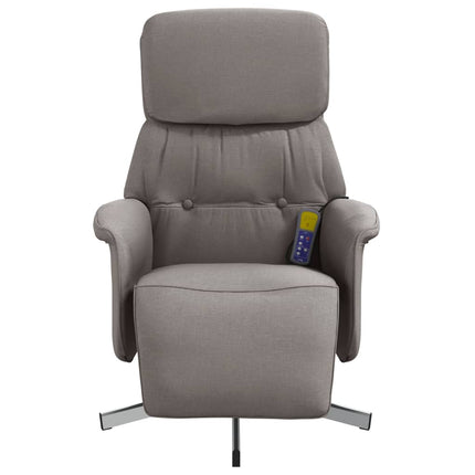Massagefåtölj med fotstöd taupe tyg
