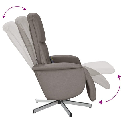 Massagefåtölj med fotstöd taupe tyg