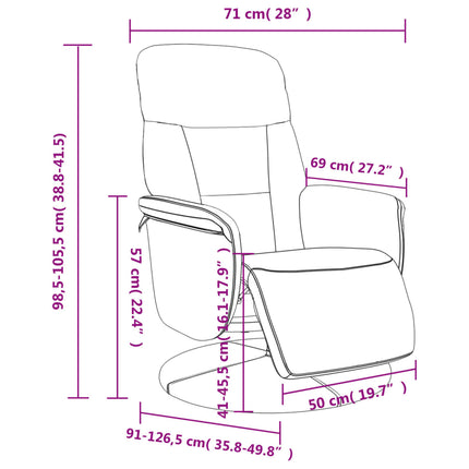 Reclinerfåtölj med fotstöd ljusgrå sammet