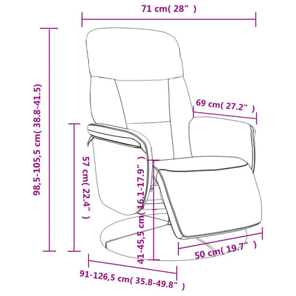 Reclinerfåtölj med fotstöd svart sammet