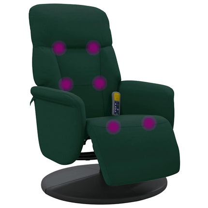 Massagefåtölj med fotstöd mörkgrön sammet