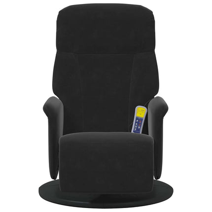 Massagefåtölj med fotstöd svart sammet