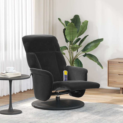 Massagefåtölj med fotstöd svart sammet