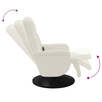 Massagefåtölj med fotstöd gräddvit sammet