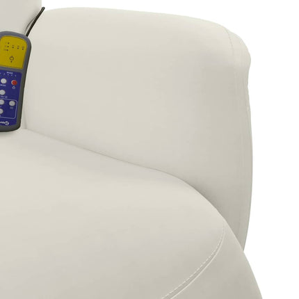 Massagefåtölj med fotstöd gräddvit sammet