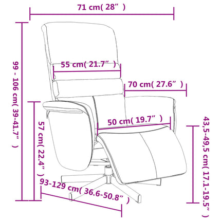 Reclinerfåtölj med fotstöd svart konstläder